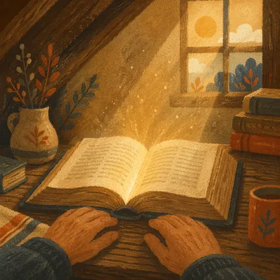 Wisdom Light Rising From an Open Book