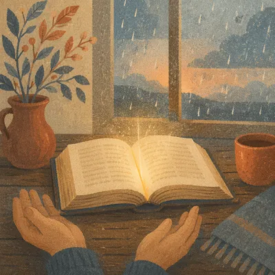 Open Book Glowing with Quiet Wisdom
