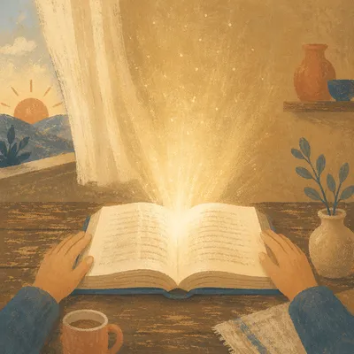 Wisdom Light Rising From Open Book
