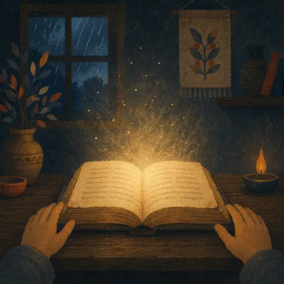 Golden Wisdom Rising From Open Book