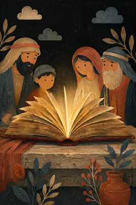 Wisdom Light From an Antique Open Book