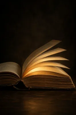Open Book Glowing with Wisdom Light