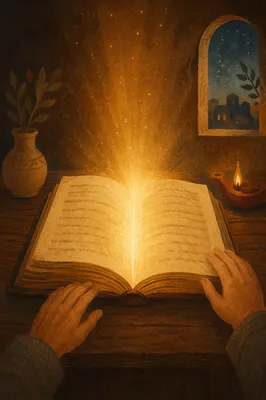 Glowing Open Book of Wisdom