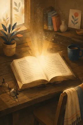 Open Book with Golden Wisdom Light