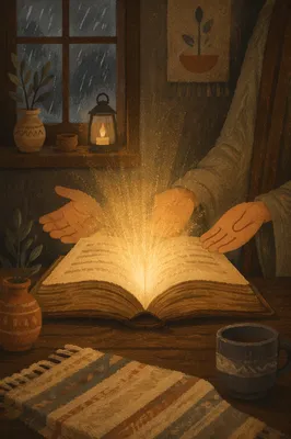 Open Book Glowing With Quiet Wisdom