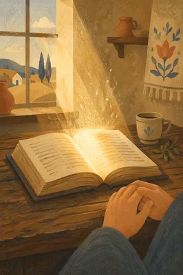 Open Book in Golden Morning Light