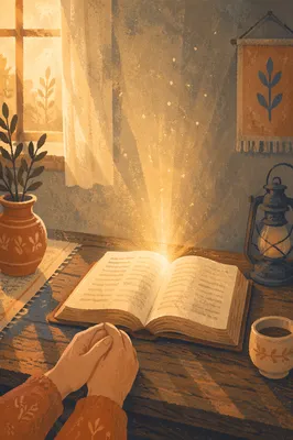 Open Bible with Golden Wisdom Light