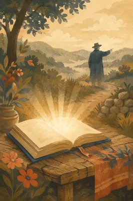 Open Book Radiating Wisdom at Dawn
