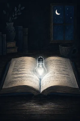 Open Book Illuminated with Wisdom Light