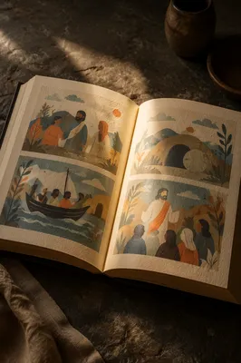 Warm Light Over Open Book of Wisdom