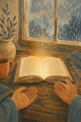 Golden Wisdom Rising From Open Book