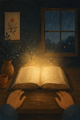 Golden Wisdom Rising from an Open Book