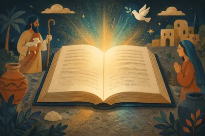 Open Book Glowing With Divine Wisdom