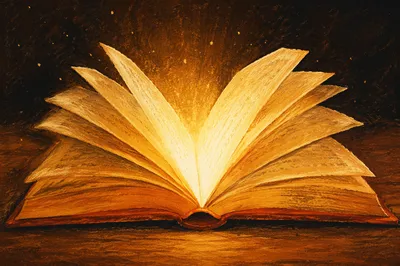 Golden Wisdom Light From Open Book
