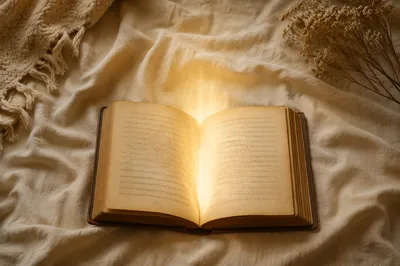 Open Book with Warm Wisdom Glow