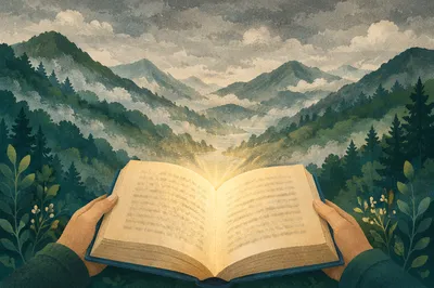 Open Book with Wisdom Light Glow