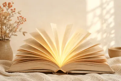 Open Book with Golden Wisdom Light