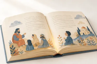 Open Book with Gentle Light of Wisdom