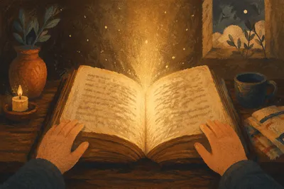 Glowing Open Book of Wisdom