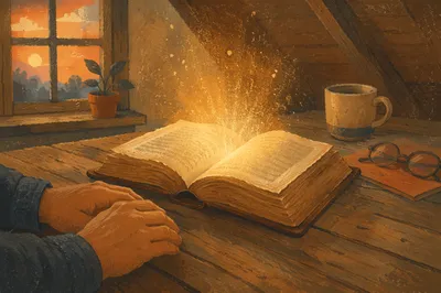 Open Book Glowing With Quiet Wisdom