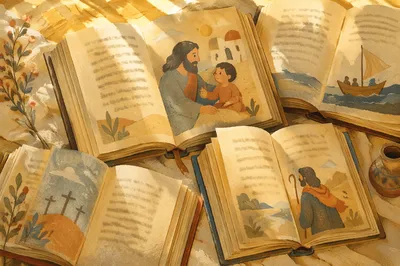 Golden Light Through Open Books