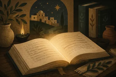 Open Book with Warm Light Beam