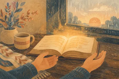 Golden Wisdom Rising From Open Book