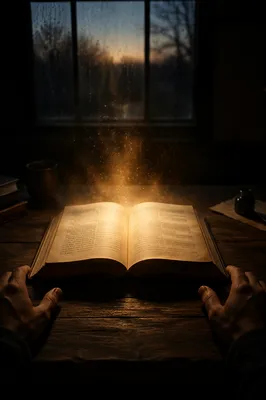 Glowing Open Book of Quiet Wisdom