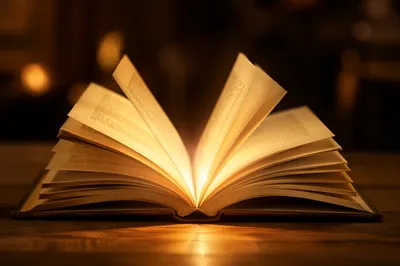 Golden Wisdom Radiating from Open Book