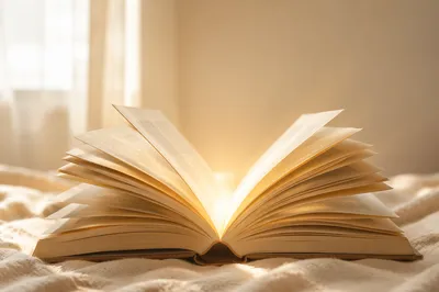 Open Book Radiating Golden Wisdom Light