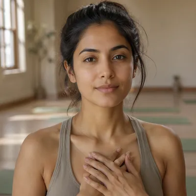 Calm Young Woman in Yoga Studio
