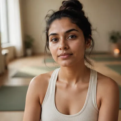 Calm Young Woman in Yoga Studio