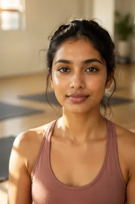Calm Young Woman in Yoga Studio
