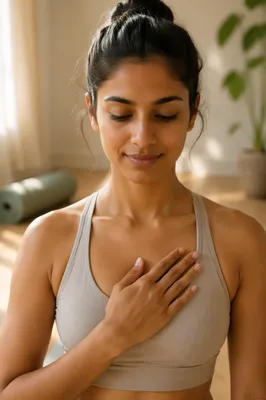 Calm Young Woman in Yoga Studio