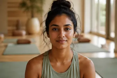 Calm Woman in Yoga Studio Portrait