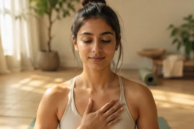 Calm Young Woman in Yoga Studio