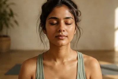 Calm Young Woman in Yoga Studio