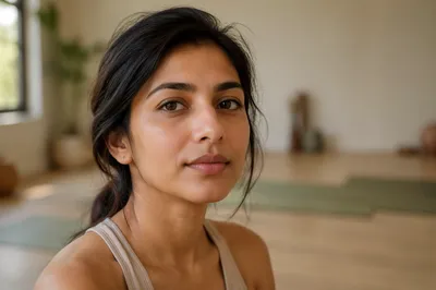 Calm Young Woman in Yoga Studio