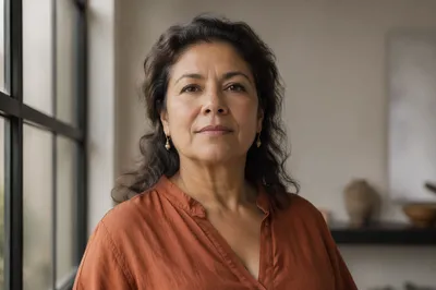 Confident Latina Woman by Window Portrait