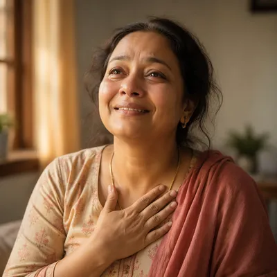 Teary Woman by Sunlit Window