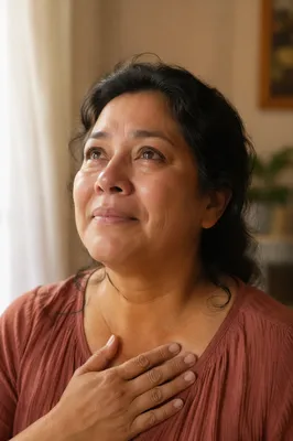 Teary Eyed Woman in Soft Morning Light