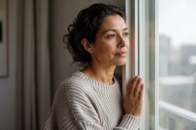 Thoughtful Woman by Apartment Window