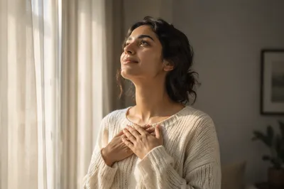 Hopeful Young Woman by Window Light