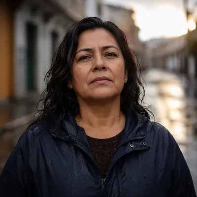 Determined Woman Portrait After Rain