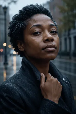 Resilient Young Woman After Rain Portrait