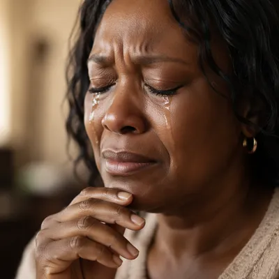 Emotional Close Up of Praying Woman