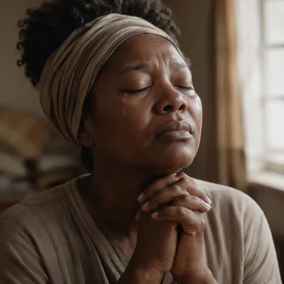 Close-Up Portrait of Woman Praying