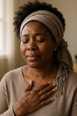 Close-Up Portrait of Tearful Woman Praying