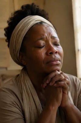 Close-Up Portrait of Praying Woman
