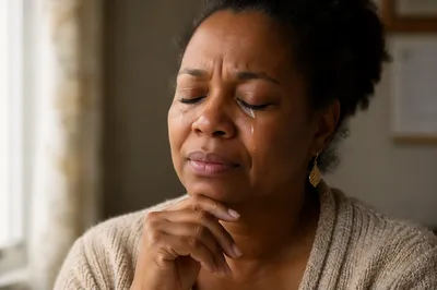Emotional Close Up Portrait of Praying Woman